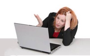 confused woman at computer