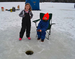 Kids ice fishing