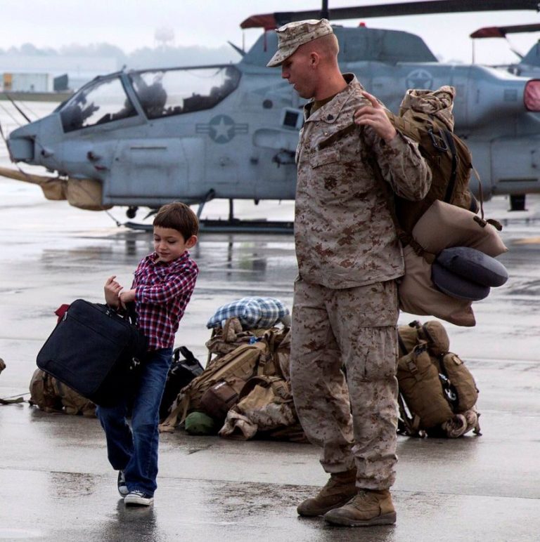 Marine Dad and son image